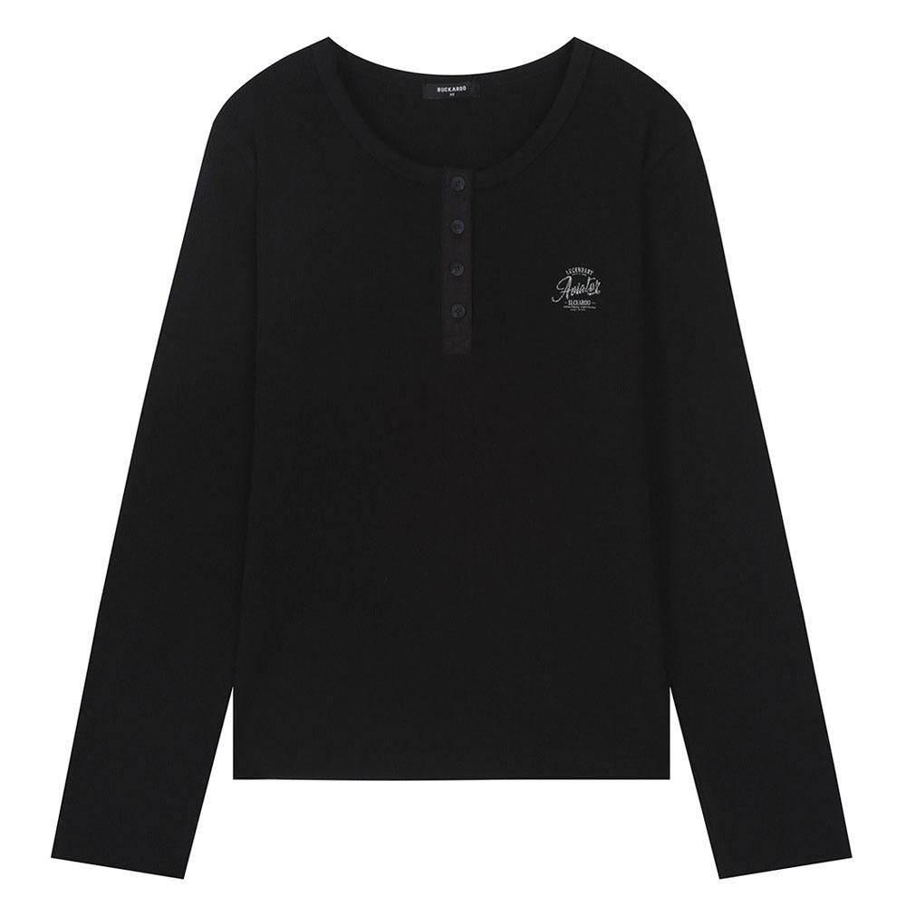 Burkeru Women S Waffle Thierry Long Sleeve T-Shirt Black Black_Xs