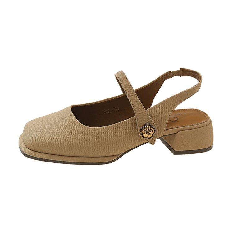 2024 Summer Elegant Ladies Sandals Fashion Hollow Medium Heels Women Shallow Party Shoes Square Toe Casual Shoes Slim Design New