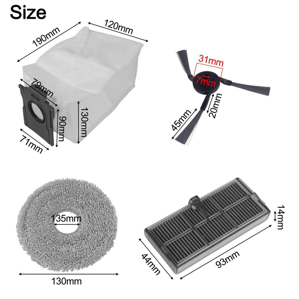 Complete Replacement Kit Mop Cloth Dust Bag Side Brush For MOVA For P50 Pro