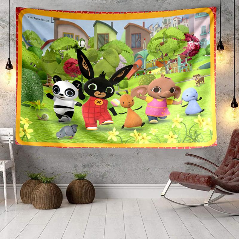 rabbit Bing Friends Garden Party Tapestry, Unique Design Tapestry, Wall Decor for Bedroom,Livingroom, Playroom,Heartwarming Fan Holiday Gifts