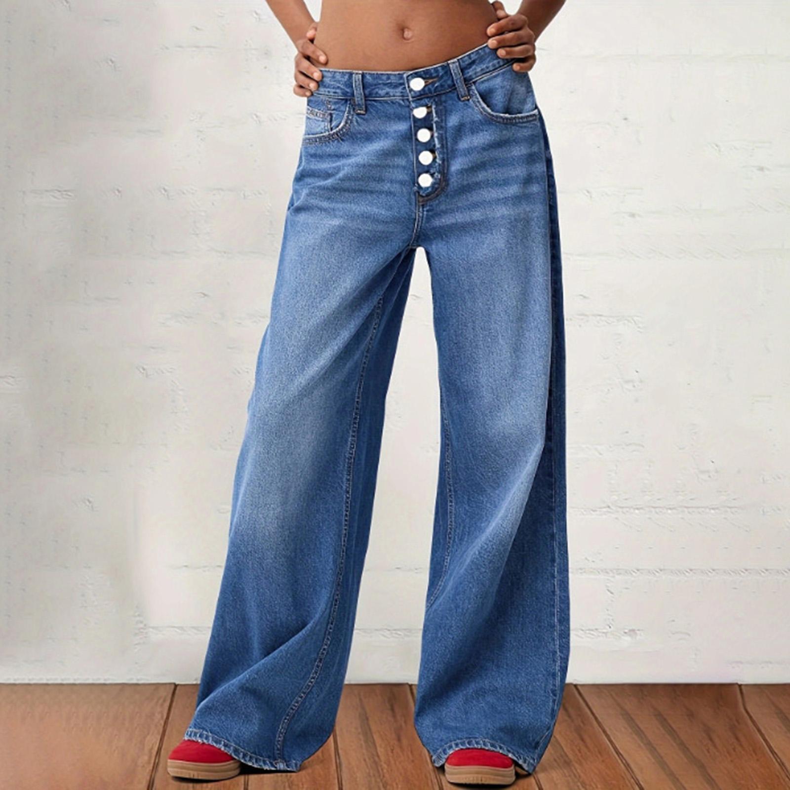 

Женские брюки большого размера, эластичные джинсы, свободные полуэластичные брюки XL синий