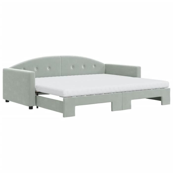 VidaXL Daybed with Trundle and Mattress Light Grey 90x200cm Velvet 3197325