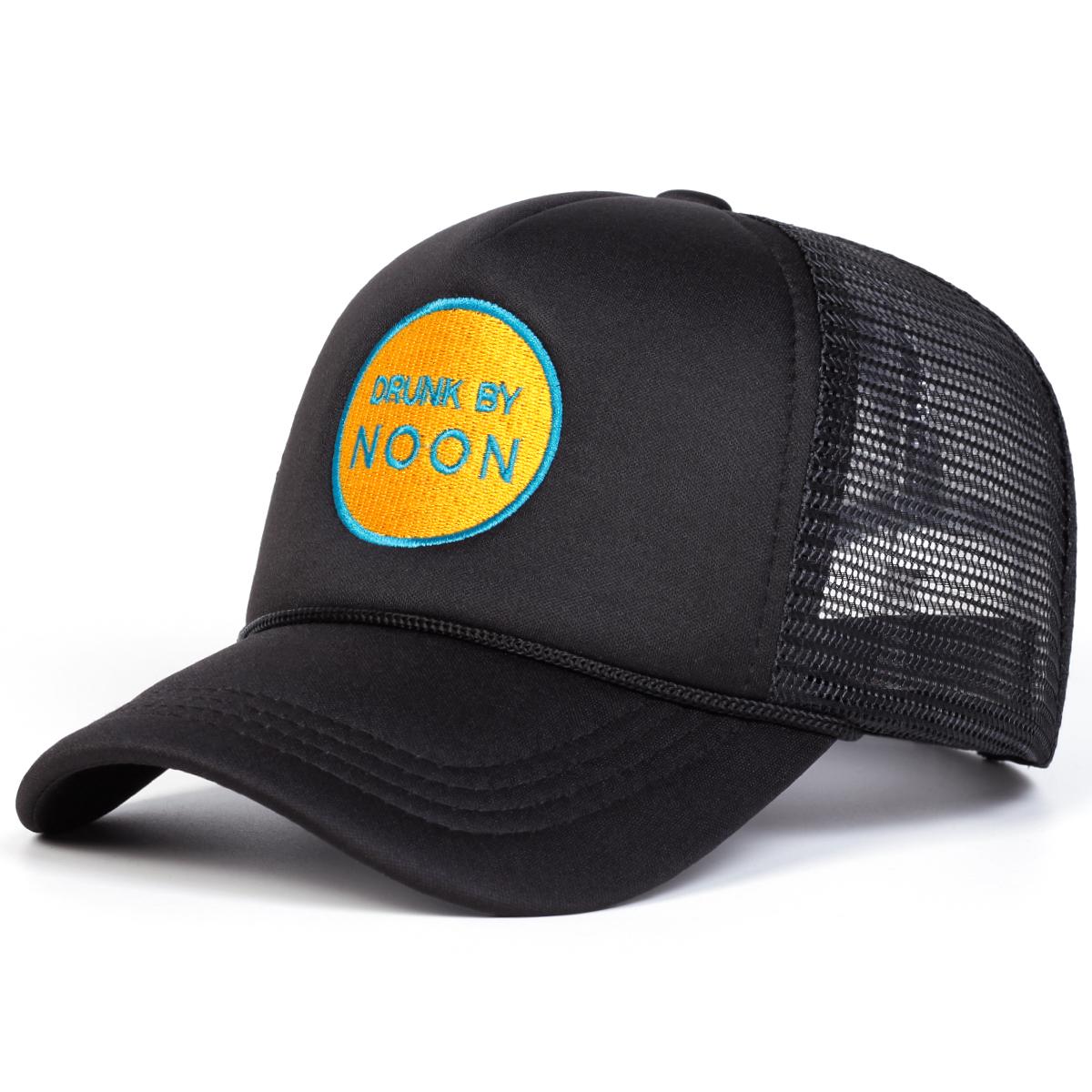 

Унісекс Кепки-сітки для бейсболу з вишивкою літер DRUNK BY NOON, регульовані повсякденні капелюхи, весняно-літні сонцезахисні капелюхи для вулиці чорний
