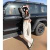 White High-Waisted Straight Leg Jeans Women Casual Elegant Wide-Leg Trousers Cotton Blend Lightweight
