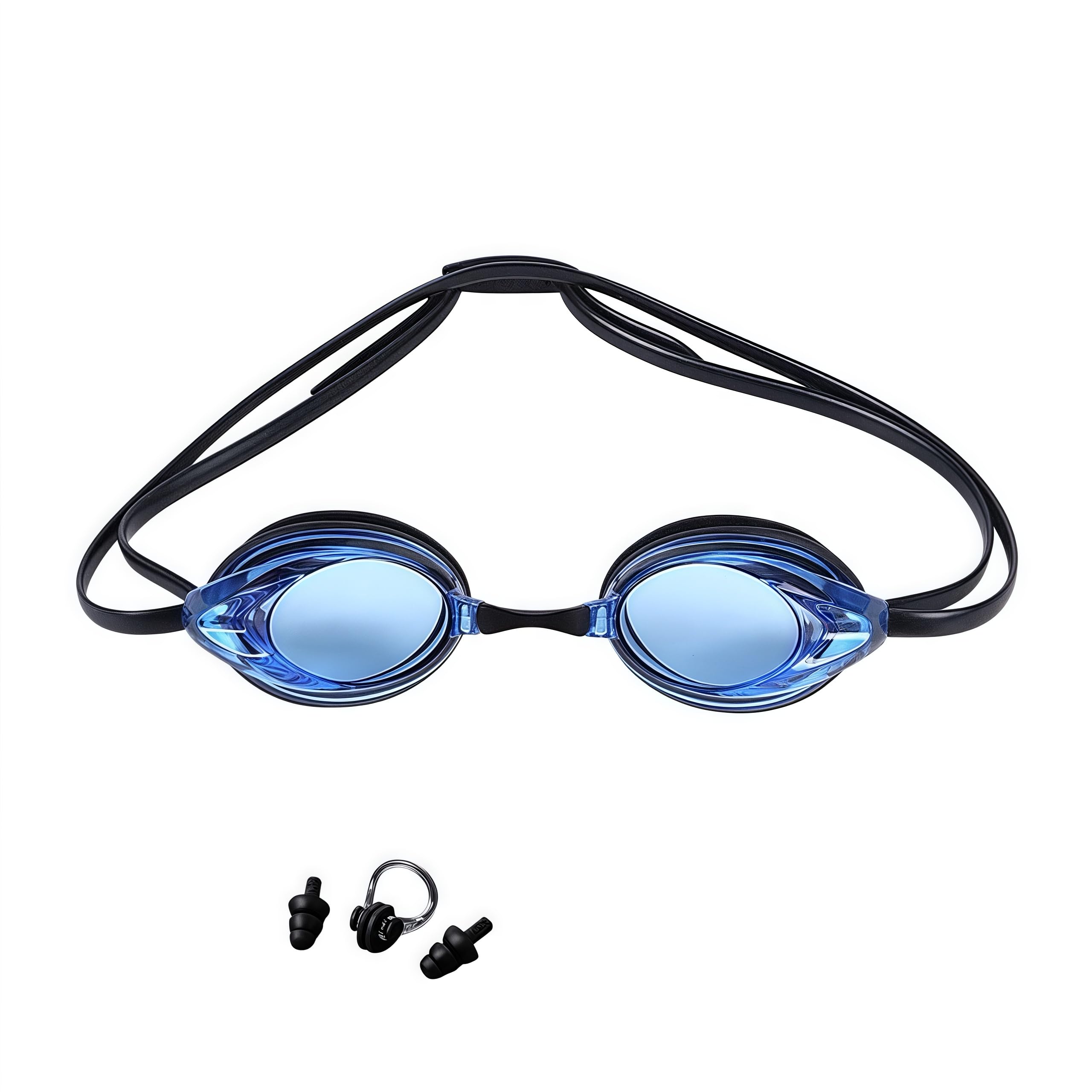 

Очки для плавания для взрослых и детей от 7 лет и для плавания под водой, регулируемые, с легкой носовой перегородкой, защитный чехол, соревновательные, унисекс [MiniAya] Дети, Очки, синий