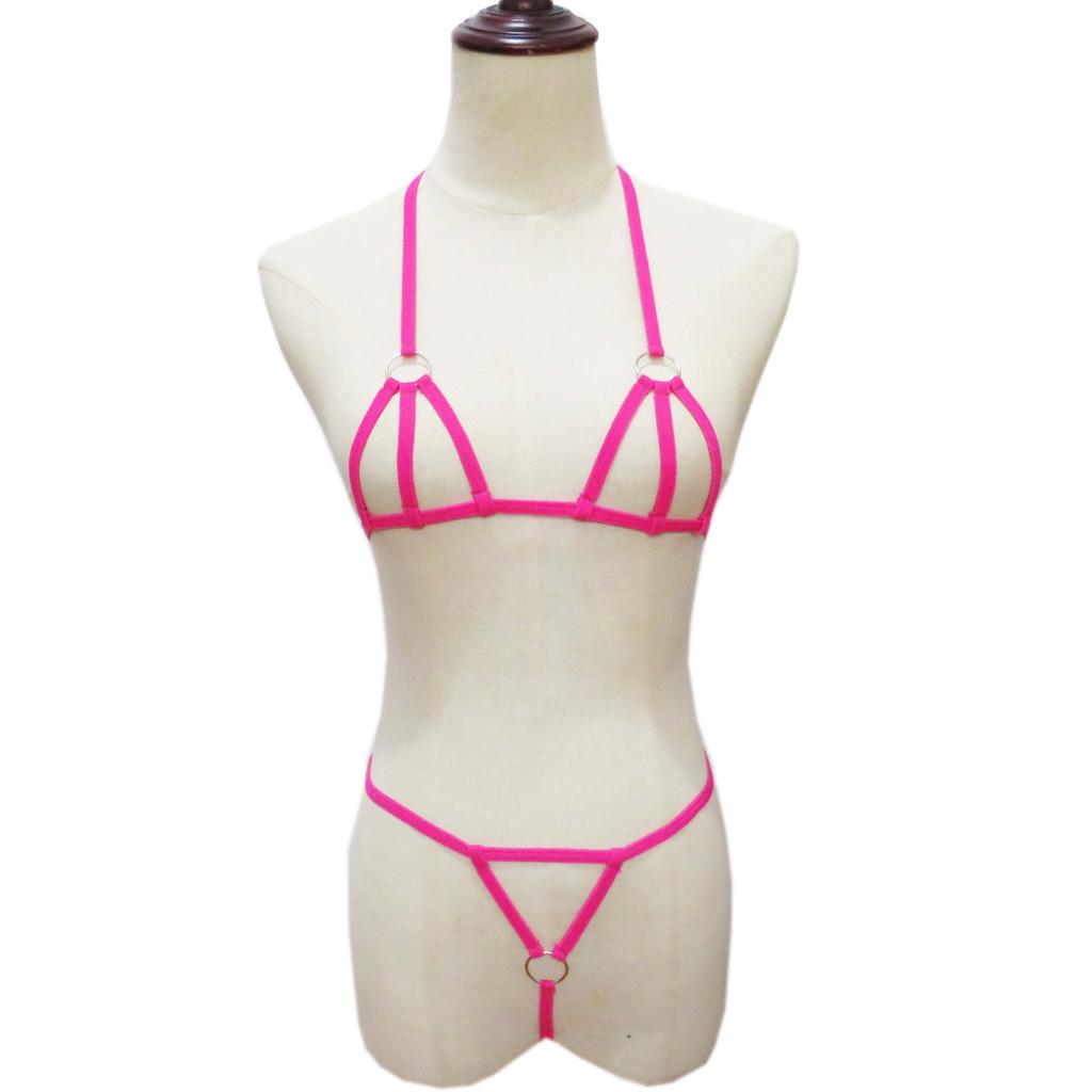 Sexy Lingerie 2 Piece Halter Neck Bikini Women's underwear Set Mini Bikini Open Micro Bra Top Briefs Panties For Women