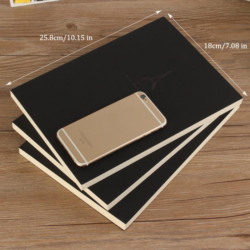 B5 Notebook,Sketchbook 140 Thickened Pages Black Cardboard Cover Blank Inner Pages For Quality Fine Art Painting And Doodle