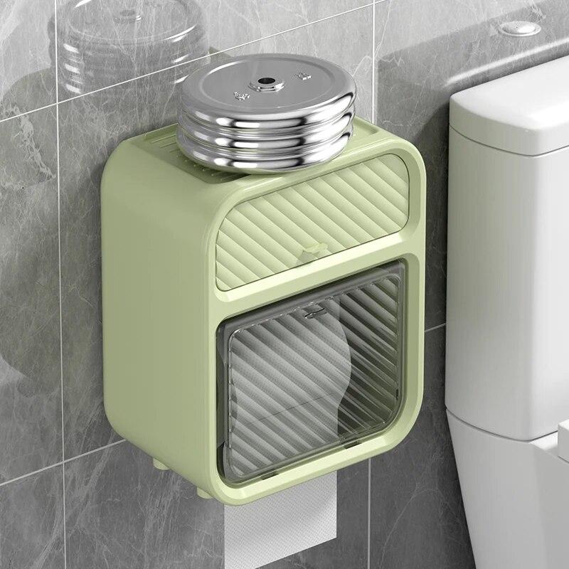 Toilet Paper Box Perforation-free Waterproof Toilet Tissue Box Wall Mounted Toilet Paper Roll Paper Storage Rack