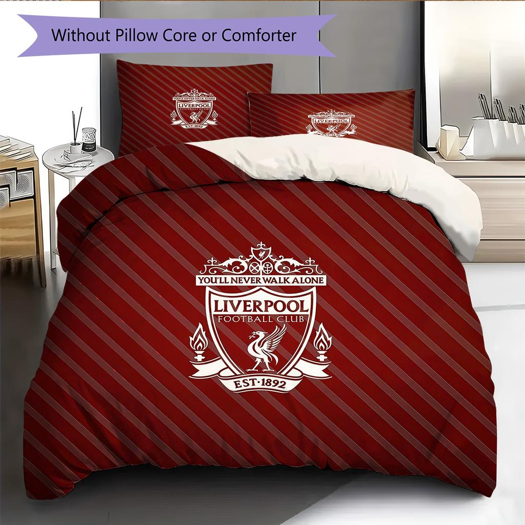 Set Copripiumino Trapuntato con Fantasia Liverpool Football Club Decorazione per la Casa Regalo (1 * copripiumino + 2 * federe senza imbottitura)