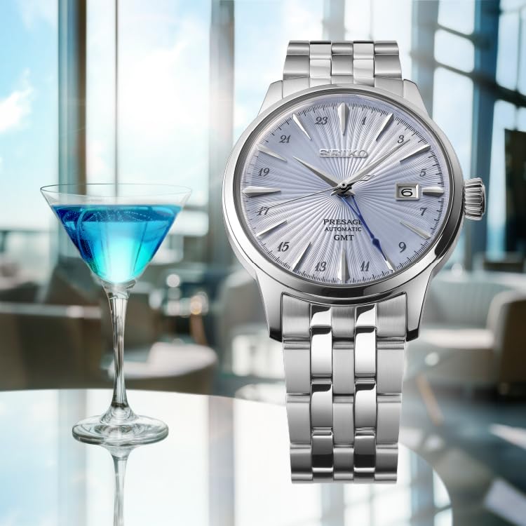 Pánské hodinky Seiko Presage Cocktail Time GMT SARY241 Silver