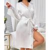 1011 new coat European and American style sexy nightgown simulation silk lace wedding morning gown women's love nightgown