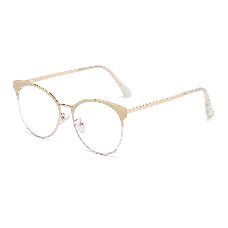 Half Frame Spring Hinge Metal Mirror Legs Cross Border Fashion Frame Point Paint Anti-Blue Light Women Men Glasses