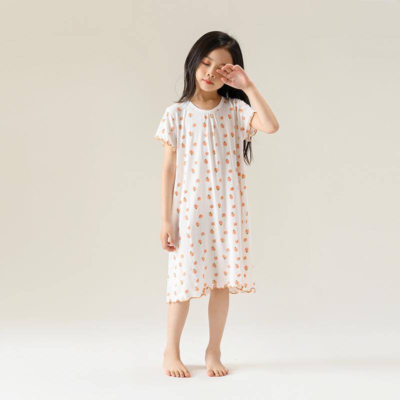 Girls' Modal Silk Summer Pajama Dress - Thin Princess Style for Kids