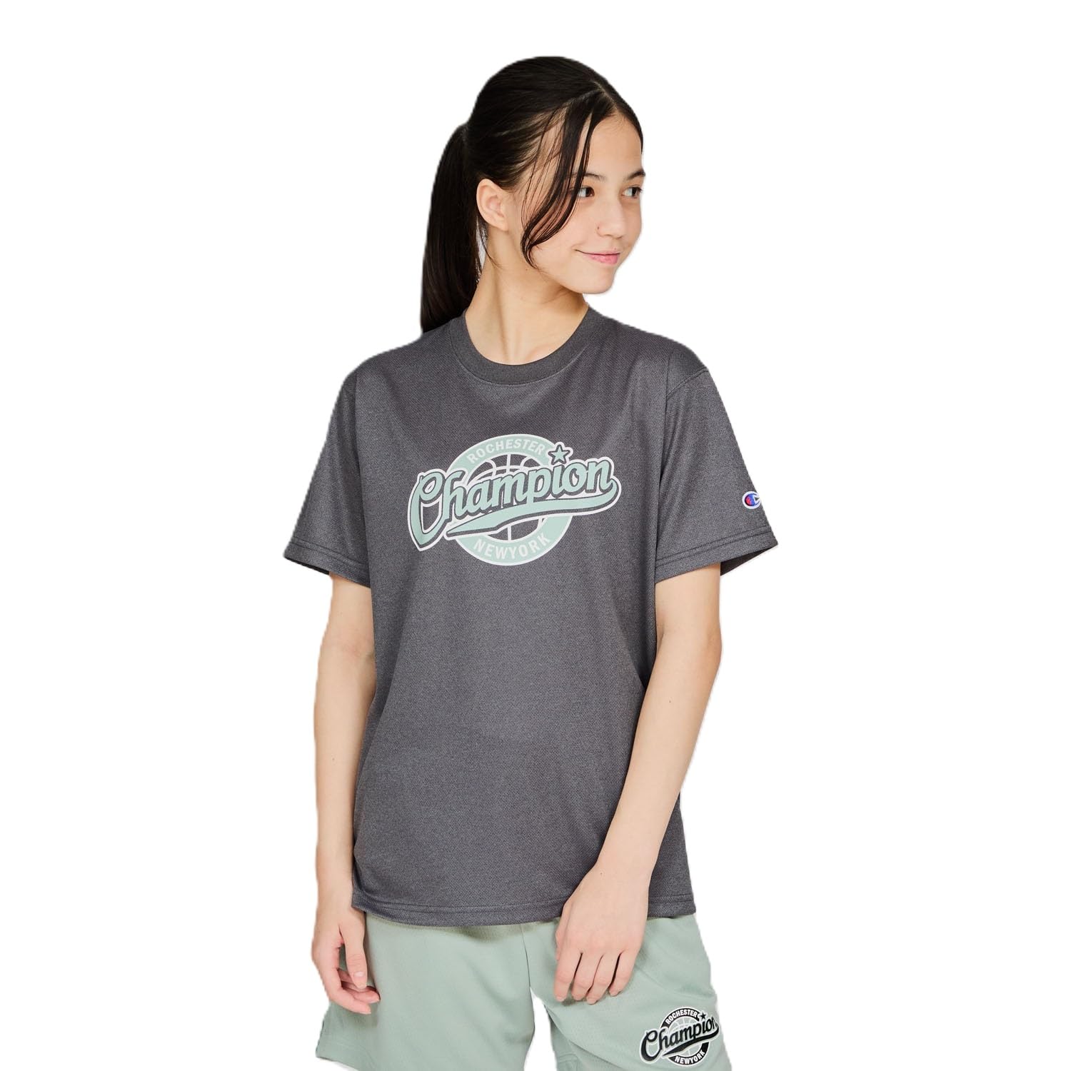 

Champion Short Sleeve Crew Quick Antibacterial and Odor Graphic Logo Basketball Heather Boys Kids T-Shirt, Neck, Drying, Breathable, Resistant,