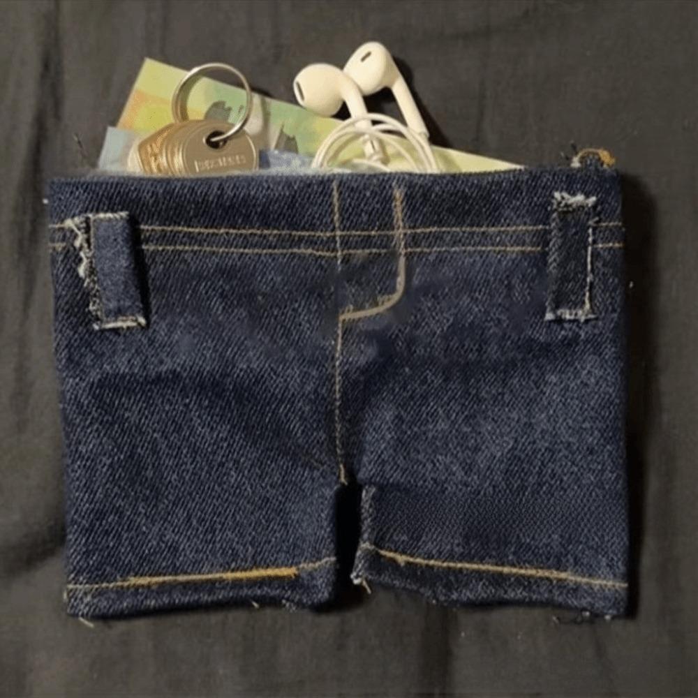 Kompakte Größe Hosentaschen Kartenhalter Schlank Faltbar Kleingeldfach Mini Geldbörse in Jeansform Täglich