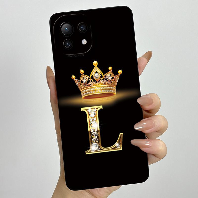For Xiaomi Mi 11 Lite / 11 Lite 5G / 11 Lite 5G NE Crown Initial Letter Couple Phone Case Soft Silicone TPU Protective Casing