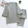 Spring and Summer Kimono Men's Pajamas Two-piece Cotton Simple  Three-quarter Sleeve Trousers