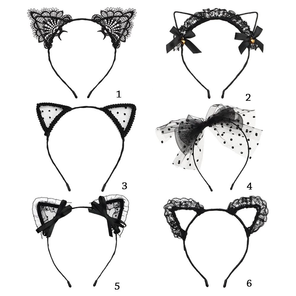 Frauen Niedliche Spitze Katzenohren Haarband Solide Schleife Haarband Stirnband Frauen Kopfschmuck Mädchen Prinzessin Tiara Haarschmuck