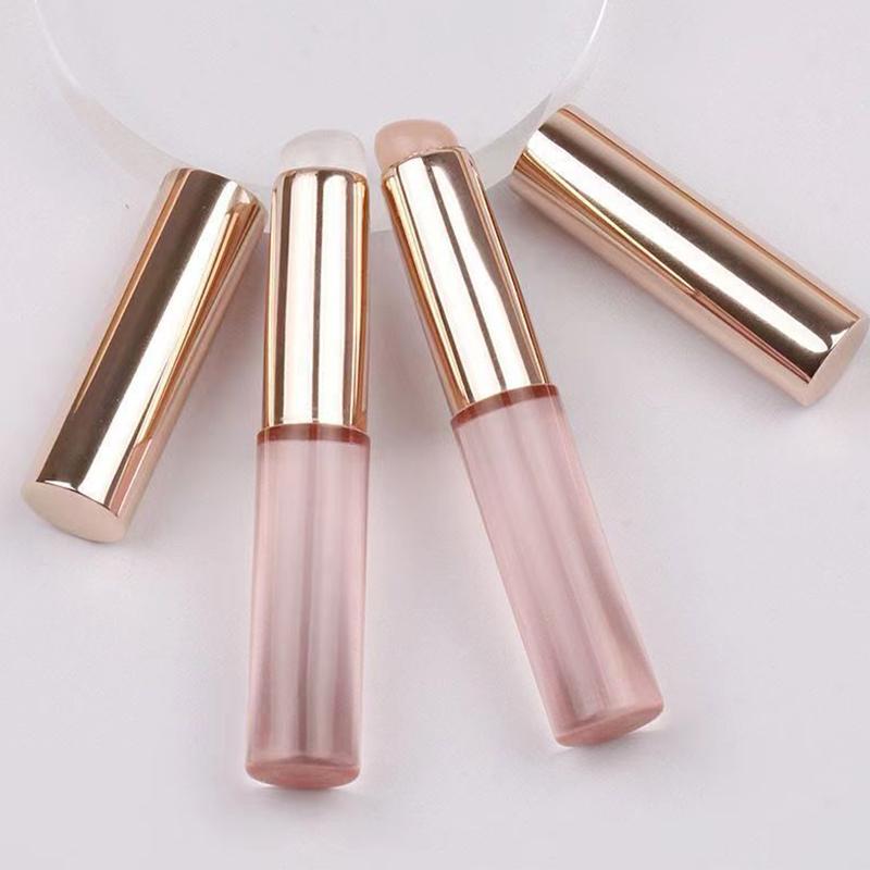 Lippenpinsel aus Silikon mit Deckel, Make-up-Pinsel mit rundem Kopf, Lippenstift-Applikator, vielseitig verwendbarer Mini-Concealer-Pinsel, tragbares Make-up-Tool
