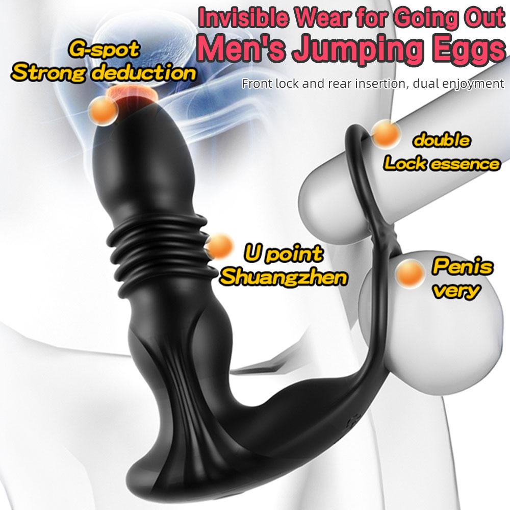 Dual Motor Silicone Anal Plug Prostate Stimulator Penis Ring Retractable Male Masturbator Vibrating Butt Plug Sex Toys for Man