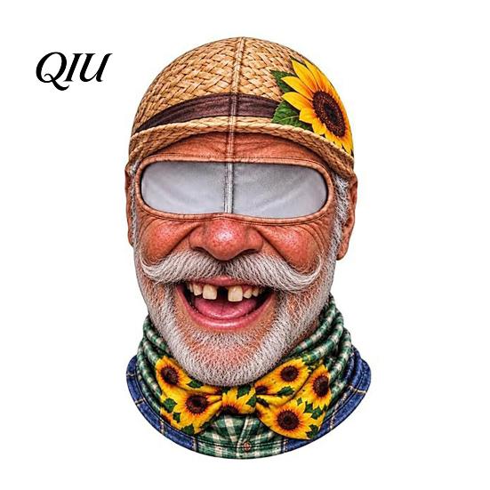 Funny Face Ski Mask Realistic Balaclava Mask, Old Man Woman Print Neck Gaiter, Snowboard Shield Windproof Full Coverage for Winter Sports Snowboarding