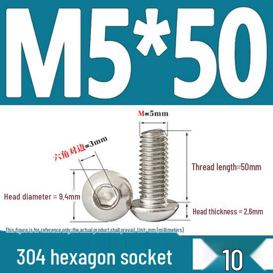 ISO7380 Stainless Steel Hex Drive Dome Head Screws - M2 to M16