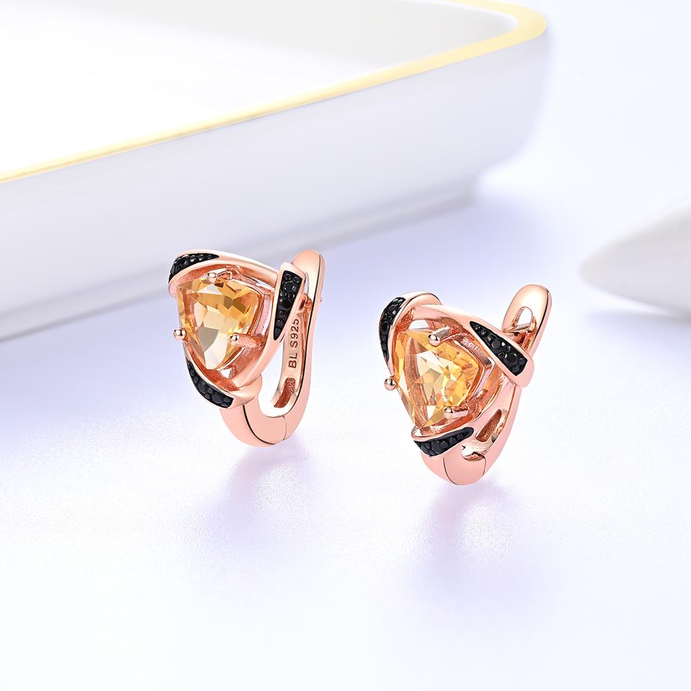 925 sterling silver women's earrings Triangle 7.0mm Natural Citrine gemstone Simple design fine jewelry for banquet daily gifts