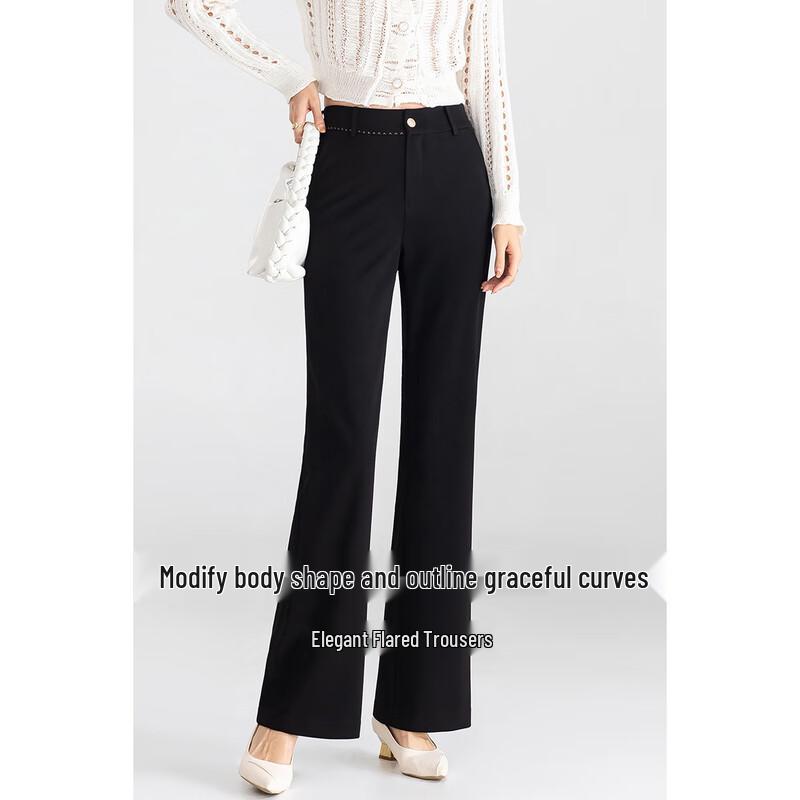Mengshuya Women's Four-Way Stretch Slim Fit Flared Suit Pants