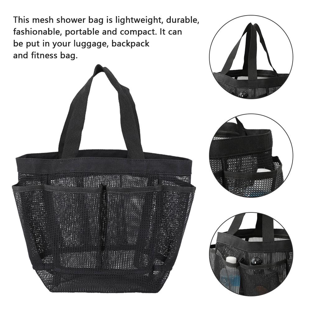 Portable Mesh Shower Caddy Tote Beach Bag Toiletry Bag Organizer Storage Swimming Wash Bag Quick Dry Tote for Bathroom Camping