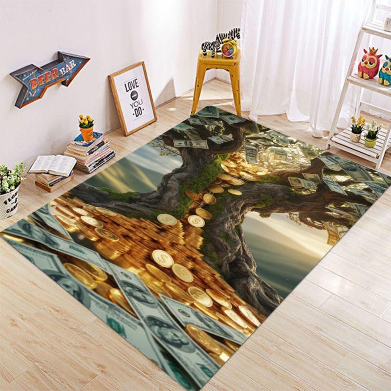 Do You Also Like Money? Carpets Are Luxurious Soft Elegant Traditional Money Tree Flooring Home Living Room Bedroom Floor Mat