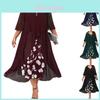 Womens Chiffon Patchwork Dress With Ruffle Sleeves For Elegant Spring Casual Wear