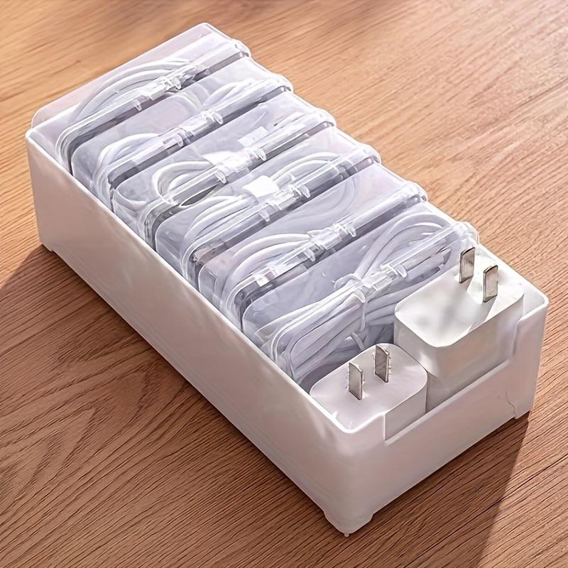 Plastic Cable Organizer Box Set with 7 Clear Storage Trunks-Non-Waterproof,Multipurpose Desktop Cord Management, Charging:able&Accessory Organization