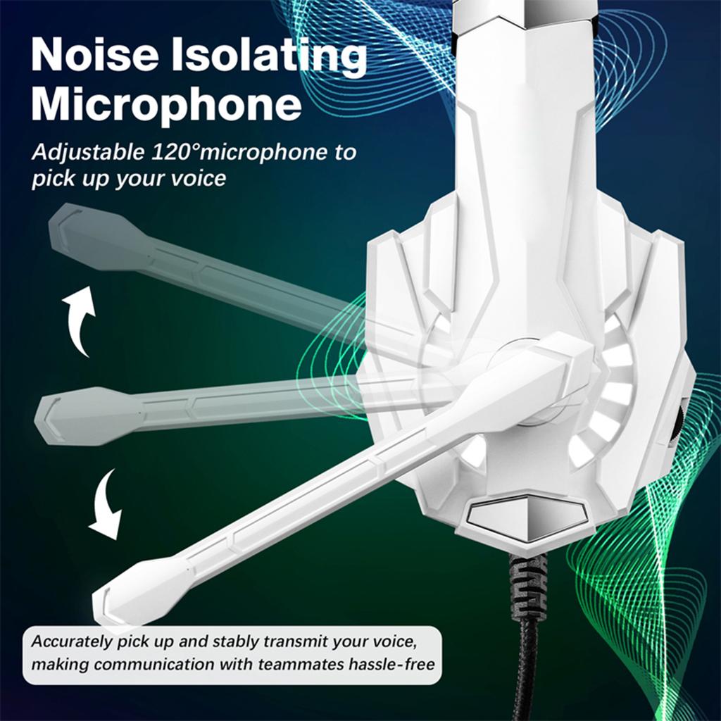 3.5mm Gaming Headphone, Over Ear Game Headset, Noise Cancellation Earphone with Mic, LED Light, Volume Control for Laptop, Tablet, Mobile Phones, Desk