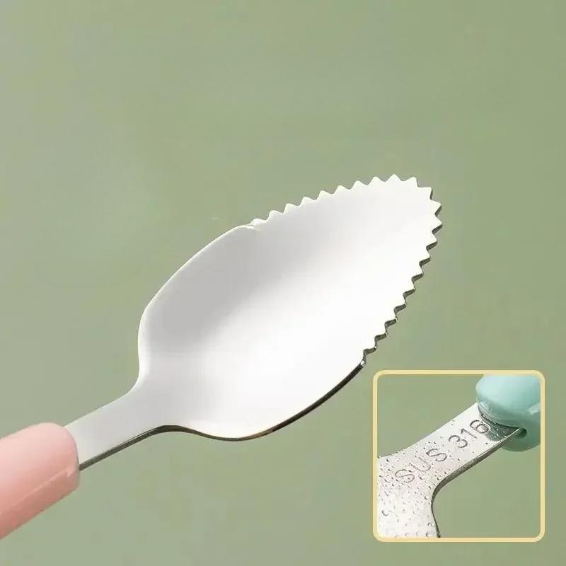 Stainless Steel Baby Food Spoon 304 Double Head Fruit Puree Scraper Silicone Soft Infant Feeding Utensil Complementary Food Tool