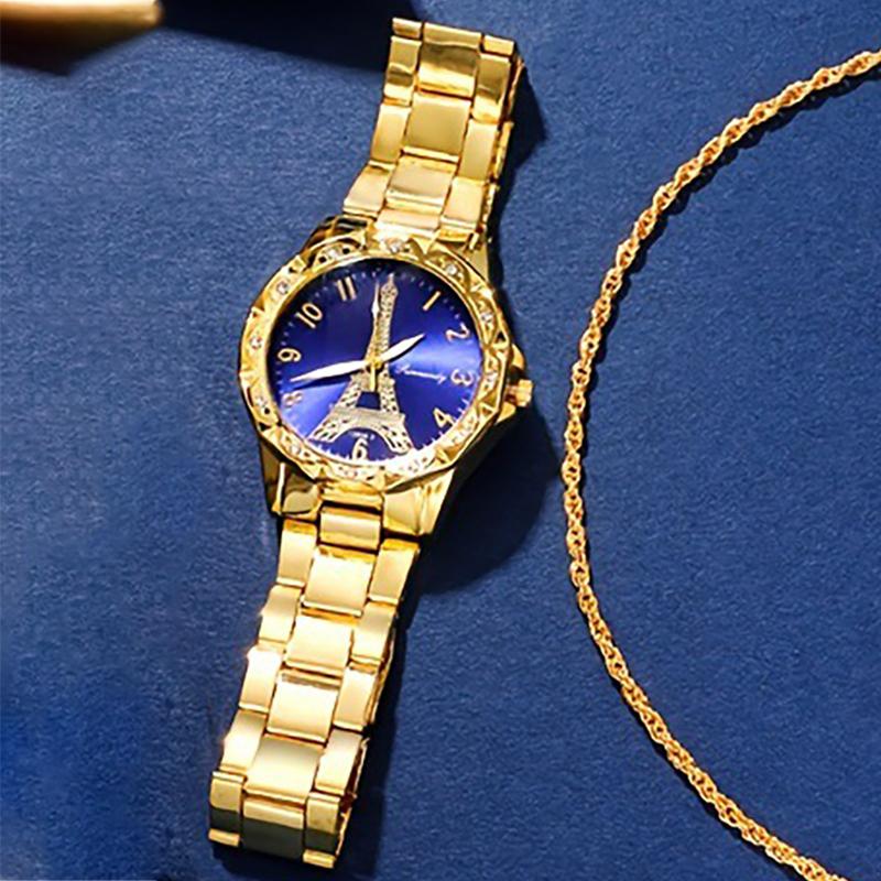 Elegant Luxury Series Women's Watch Fashion Paris Diamond Set Quartz Watch Women, Alloy Band