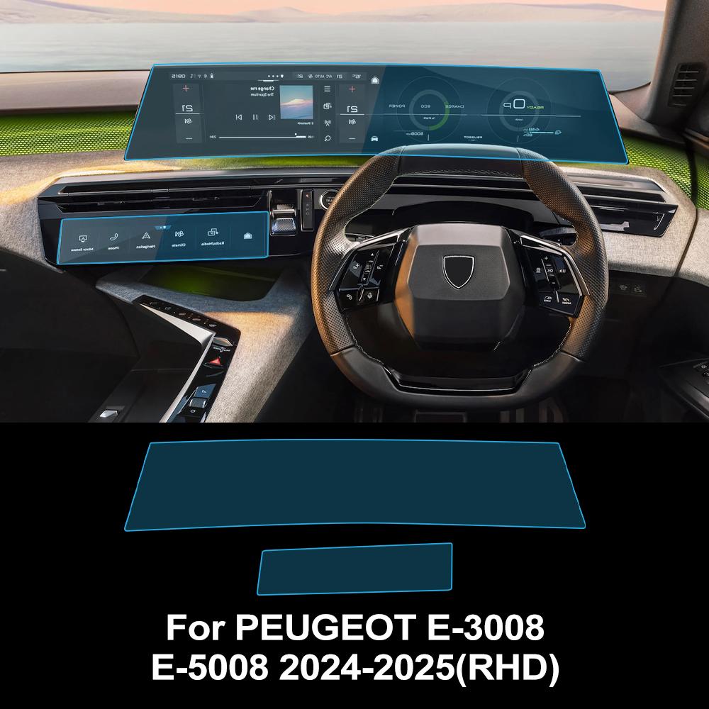 Car TPU Screen Protector 21 Inch Car  Navigation Dashboard Pre-cut PPF Cover for Peugeot E-5008 E-3008 2024 2025 Accessories
