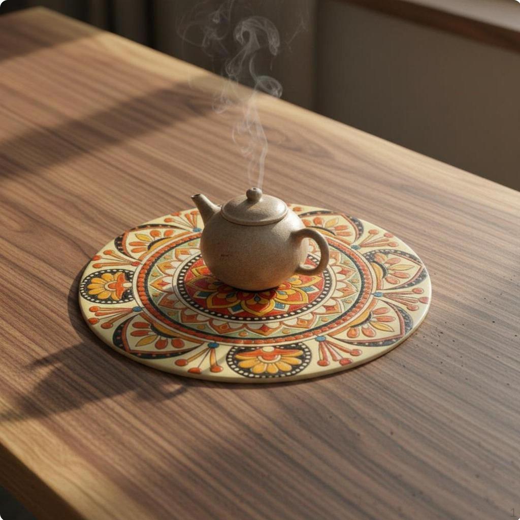 Bohemian Ceramic Coaster HeatResistant Design Cup Mats NonSlip Mandala Pattern Mat for