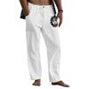 Men's Casual Loose And Comfortable Casual Pants Cotton Linen Printed Drawstring Trousers