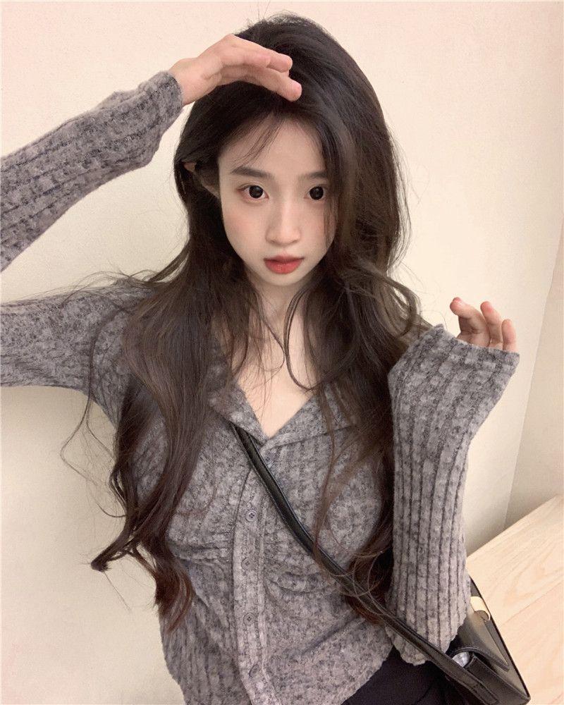 Korean-Style Ruched Collar Knitted Sweater: Autumn Slim-Fit Long Sleeve T-Shirt Top