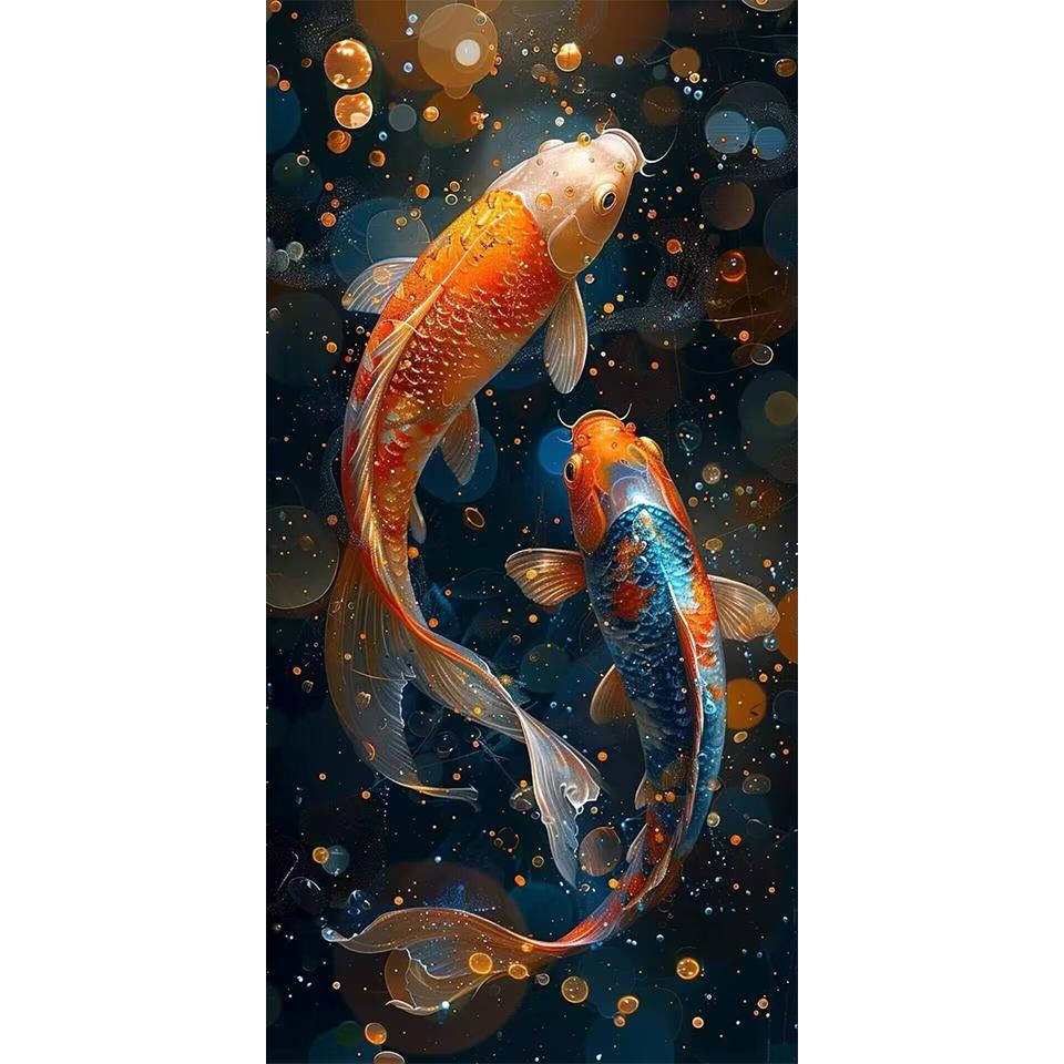 5D Vollbohrer Quadratisch Rund Diamantmalerei Koi-Fisch Karpfen Diamantmosaik Kreuzstich Diamantstickerei Dekor