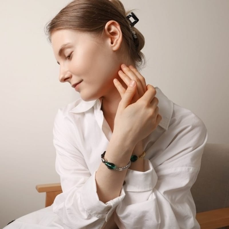 Ozel Natural Stone Obsidian Unbalanced Moving Bracelet PB145B