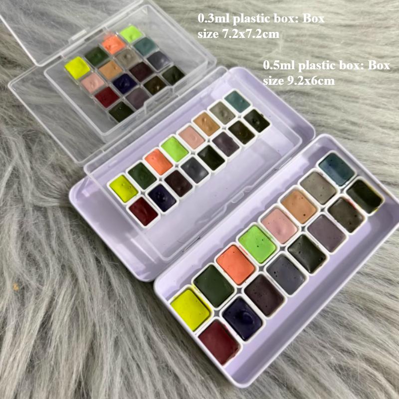 0.3/0.5/1/2ml 16-color Plastic Box Watercolor Paint Set Portable Watercolor Paint Students' Art Classes Painting Doodles Set
