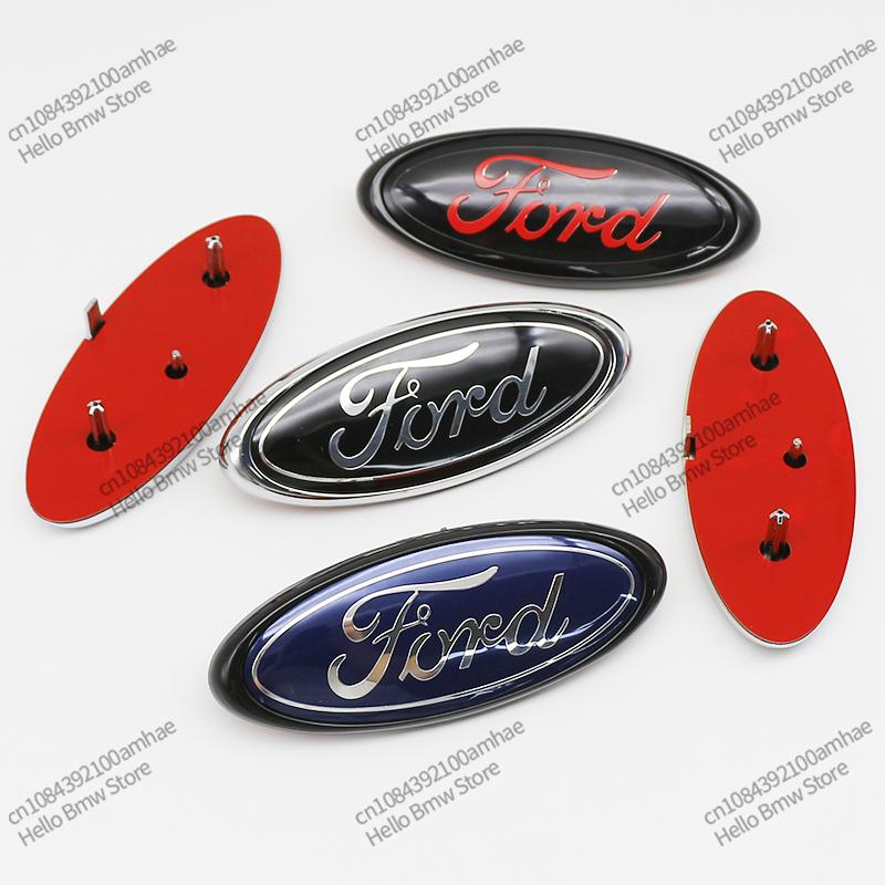 AJH1 14.7cm ABS Car Front Grille Hood Badge Emblem Replacement With Clips For Ford Focus Mondeo Fusion MK2 MK4 F150 F250 Auto Tuning