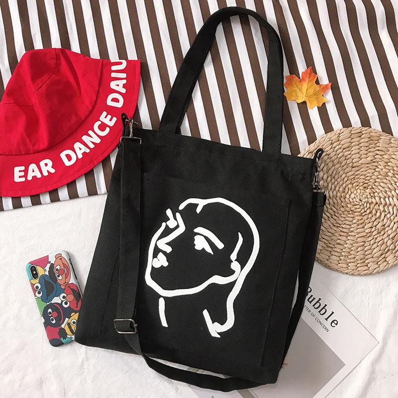 New canvas bag women's trend simple fashion women's bag shoulder bag fresh element handbag