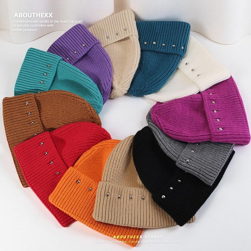 Warm Woolen Hat for Female Couple with Large Head Circumference and Small Face Revealing Knitted Hat  Outdoor Fashionable Pullover Cold Hat