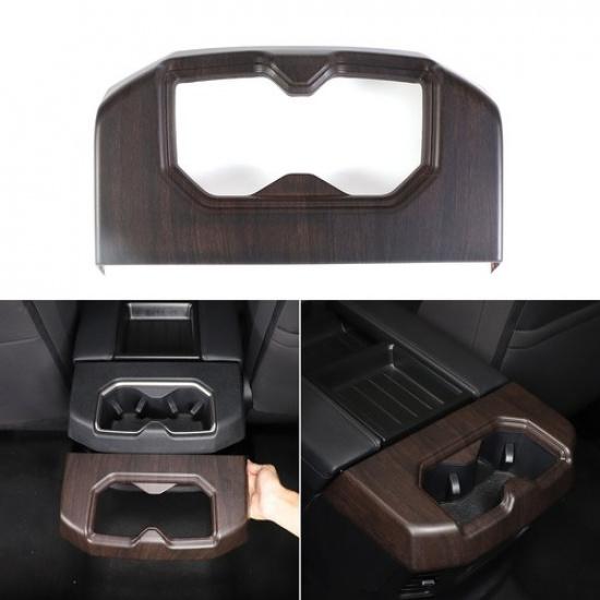 Wood Grain Armrest Box Rear Cup Holder Panel Trim Cover for Toyota Tundra 22-24