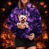 Women's Fashion Halloween Print Hoodie with Pet Pocket, Casual Pullover Sweatshirt for Fall