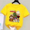 2025 New LABUBU Children's T-shirt Christmas LABUBU Style Round Neck Short Sleeved Casual Girls' Top