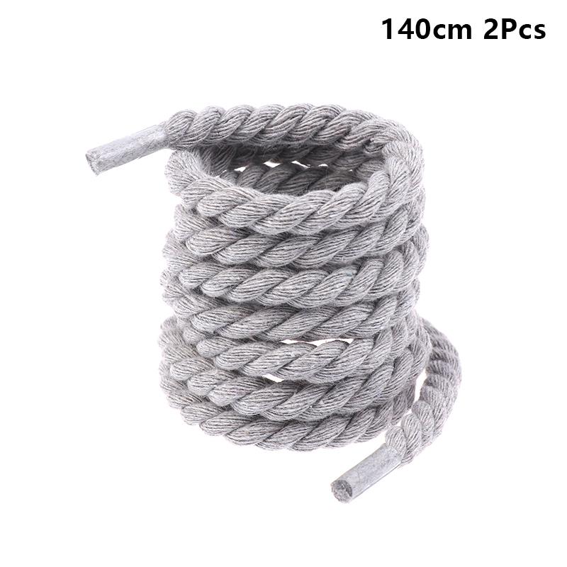 2Pcs Round Thick Rope Laces Polyester Cotton Solid Color Laces 0.8Cm Diameter 120/140/160Cm Length Bold Shoelaces