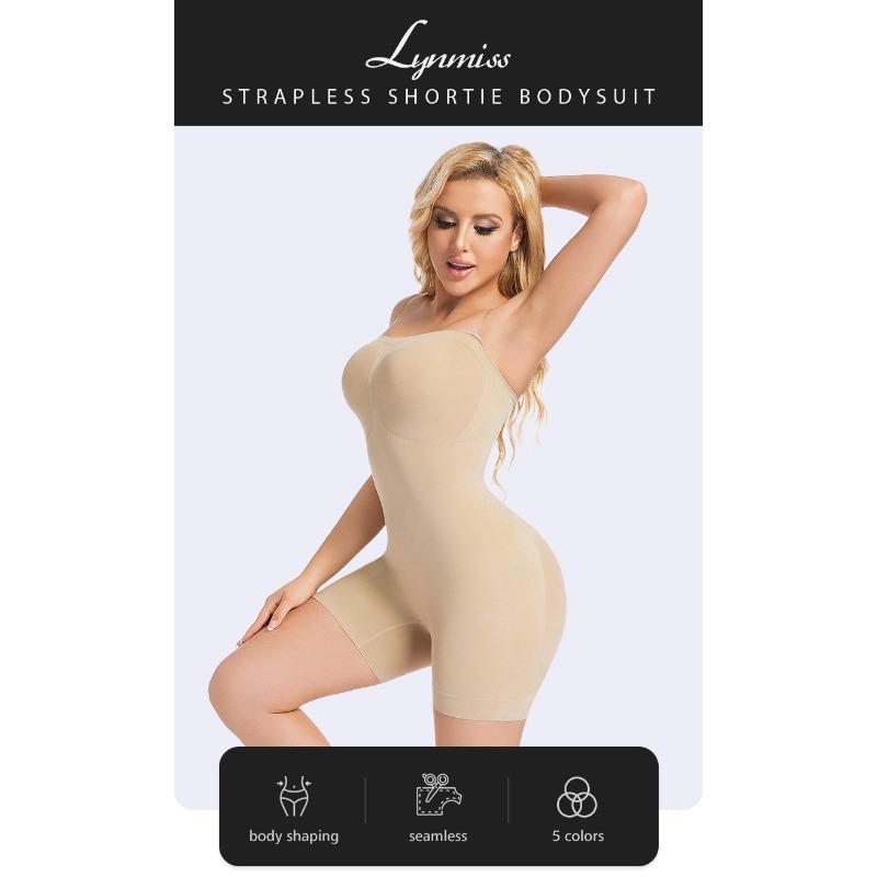 Women Seamless Strapless Detachable Strap One Piece Shapewear Bodysuit